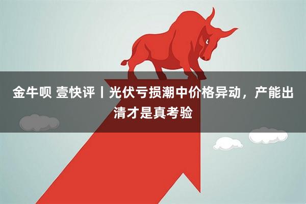 金牛呗 壹快评丨光伏亏损潮中价格异动，产能出清才是真考验