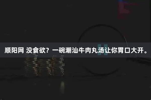 顺阳网 没食欲?一碗潮汕牛肉丸汤让你胃口大开。