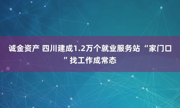 诚金资产 四川建成1.2万个就业服务站 “家门口”找工作成常态