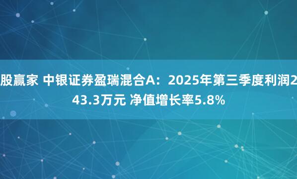 股赢家 中银证券盈瑞混合A：2025年第三季度利润243.3万元 净值增长率5.8%