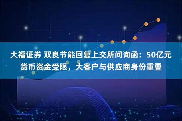大福证券 双良节能回复上交所问询函：50亿元货币资金受限，大客户与供应商身份重叠